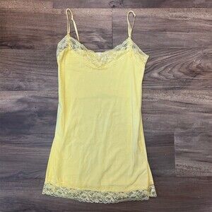 Bozzolo Camisole Tank Top Womens Small Yellow Lace Trim Adjustable Straps